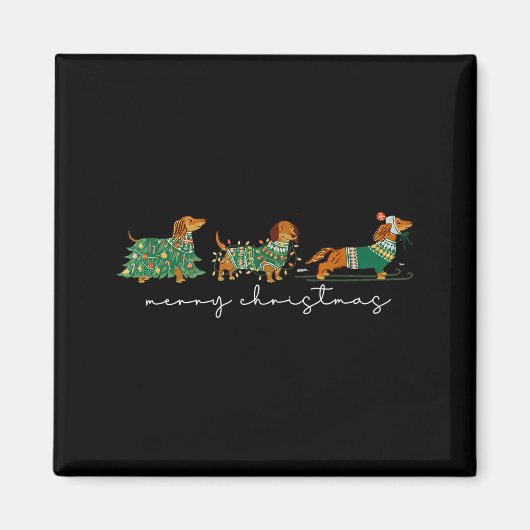 Cute Dachshund Merry Christmas Weiner Dog Lover Xm マグネット (正面)