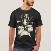Cute Dachshund Playing Drums Funny Music Sausage D Tシャツ (正面)