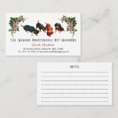 Cute Dachshund Puppies Pet Grooming Floral 名刺 (正面/裏面)