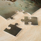 Cute Dachshund Puppy Christmas Painting ジグソーパズル (側面)