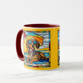 Cute Dachshund Stained Glass Coffee Mug マグカップ (正面左)