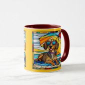 Cute Dachshund Stained Glass Coffee Mug マグカップ (正面右)