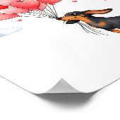 Cute Dachshund Valentine Heart Balloon Dog Lover  ポスター (角)