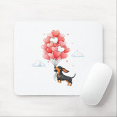 Cute Dachshund Valentine Heart Balloon Dog Lover  マウスパッド (マウス)