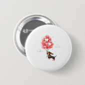 Cute Dachshund Valentine Heart Balloon Dog Lover  缶バッジ (正面&裏面)