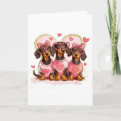 Cute Dachshund Valentines Heart Dog Lover Men Wome カード (正面)
