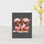 Cute Dachshund Valentines Heart Dog Lover Men Wome カード (黄色い花)