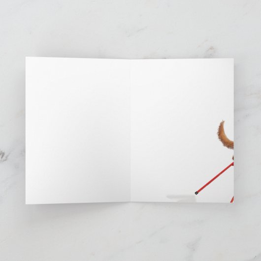 Cute dachshund walking on stilts card カード (内部)