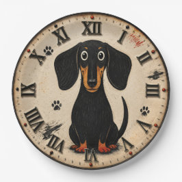 Cute Dachshund Wiener Funny Sausage Dog Rustic Pet ペーパープレート