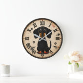 Cute Dachshund Wiener Funny Sausage Dog Rustic Pet ラージ壁時計 (ホーム)