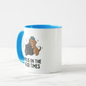 Cute Dachshund with Camera "Good Times" Photo Love マグカップ (正面左)