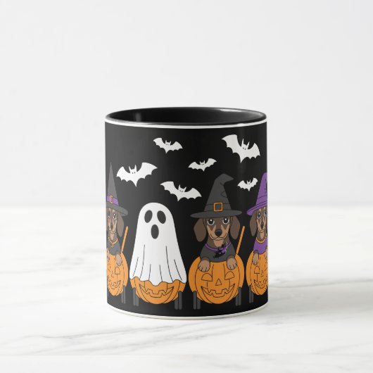 Cute Dachshunds Halloween Party マグカップ (中央)