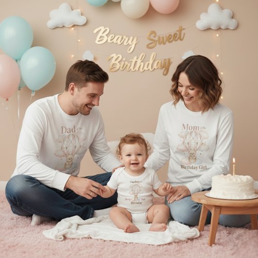 Cute Dad of the Bearly Birthday T-Shirt トライブレンドTシャツ