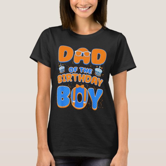 Cute Dad of The Birthday Boy Matching Blue Orange Tシャツ (正面)