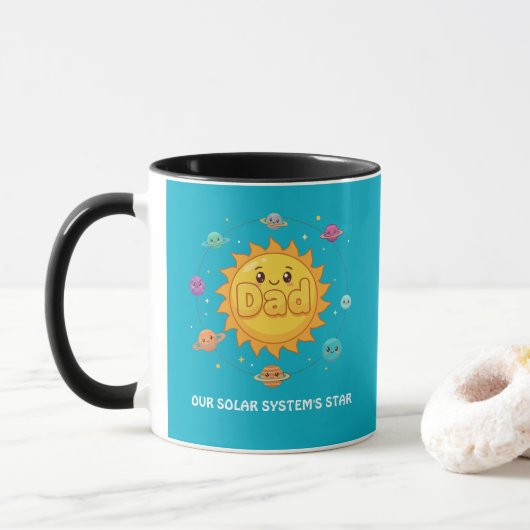 Cute Dad Solar System Star Space Cartoon マグカップ (ドーナツ)
