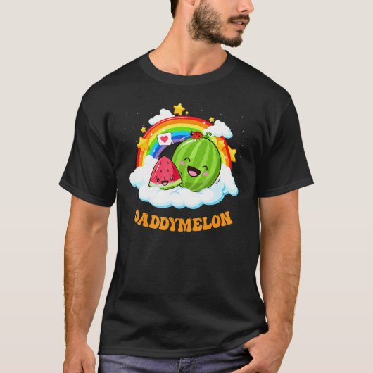 Cute Daddy Melon Rainbow Watermelon Summer Tシャツ (正面)