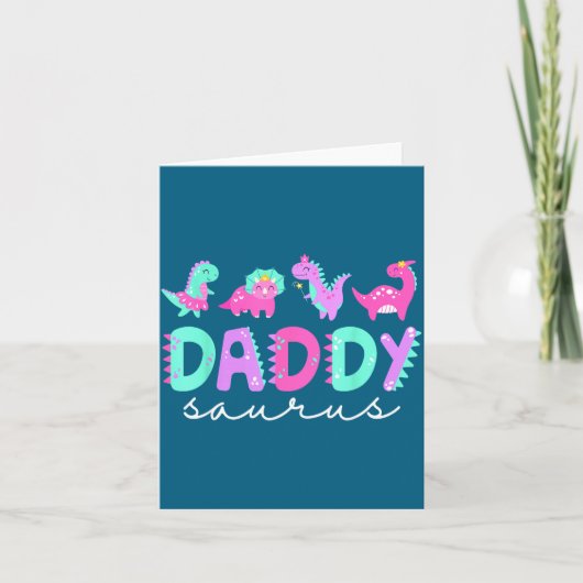 Cute Daddy Saurus Dad Dinosaur Birthday Boy Girl F カード (正面)