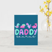 Cute Daddy Saurus Dad Dinosaur Birthday Boy Girl F カード (黄色い花)