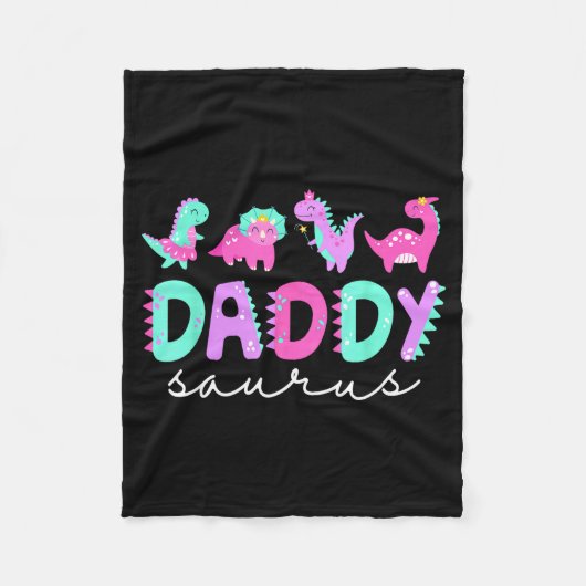 Cute Daddy Saurus Dad Dinosaur Birthday Boy Girl F フリースブランケット (正面)