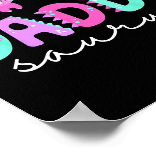 Cute Daddy Saurus Dad Dinosaur Birthday Boy Girl F ポスター (角)