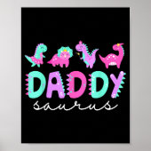 Cute Daddy Saurus Dad Dinosaur Birthday Boy Girl F ポスター (正面)