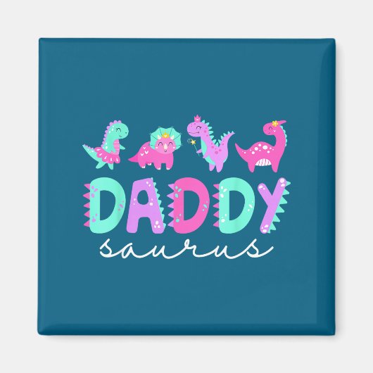 Cute Daddy Saurus Dad Dinosaur Birthday Boy Girl F マグネット (正面)