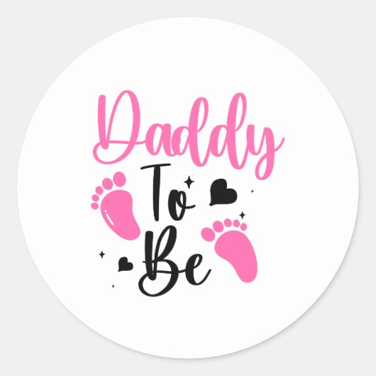 Cute Daddy-to-be word art ラウンドシール (正面)