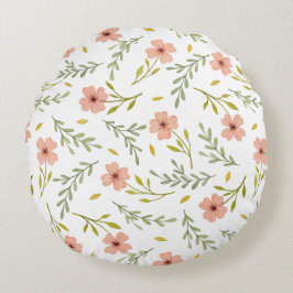  Cute Dainty Ditsy Watercolor Floral Light Pattern ラウンドクッション