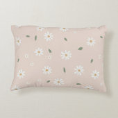Cute Daisies Floral Blossoms & Greenery アクセントクッション (裏面)