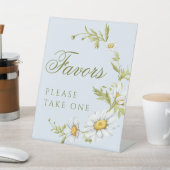 Cute Daisies Floral Blue Baby Shower Favors 台座サイン (インサイチュ)