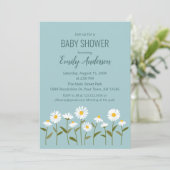 Cute Daisy Baby Shower Invitation in Blue 招待状 (スタンド正面)