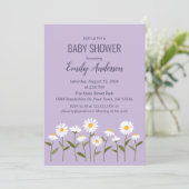Cute Daisy Baby Shower Invitation in Purple 招待状 (スタンド正面)