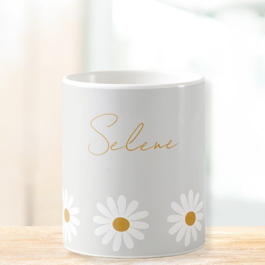 Cute daisy ceramic mug, Daisy cappuccino cup コーヒーマグカップ