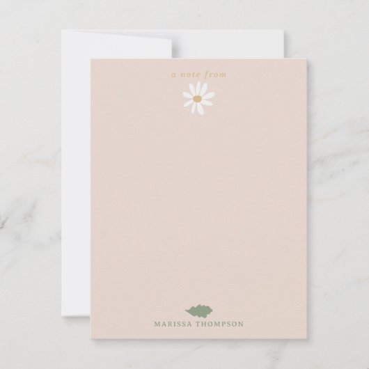 Cute Daisy Floral Blossoms & Greenery Custom Name ノートカード (正面)
