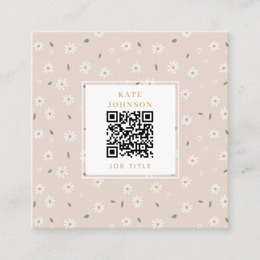 Cute Daisy Floral Blossoms & Greenery Florist スクエア名刺 (正面)