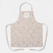 Cute Daisy Floral Blossoms & Greenery Monogram エプロン (正面)