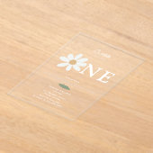 Cute Daisy Flower 1st Birthday Girl Pink アクリル招待状 (レイダウン)