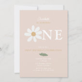 Cute Daisy Flower 1st Birthday Girl Pink 招待状 (正面)