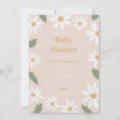 Cute Daisy Flower Baby Shower Girl Pink 招待状 (正面)