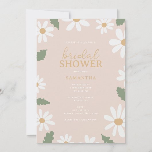 Cute Daisy Flower Bridal Shower 招待状 (正面)