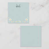 Cute Daisy Flower Modern Teal Monogram Square ノートカード (正面/裏面)