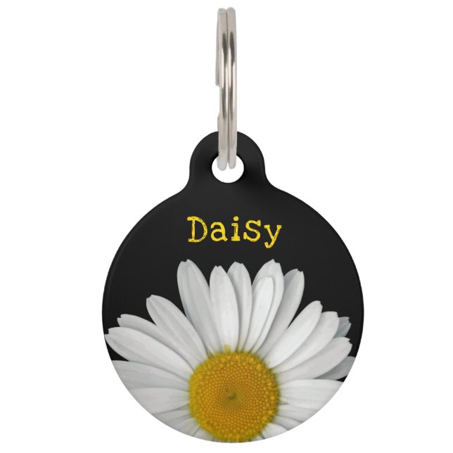 Cute Daisy Flower Name Phone Number ペット　ネームタグ (正面)