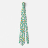 Cute Daisy Flower Pattern On A Green ネクタイ (正面)