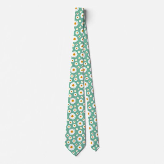 Cute Daisy Flower Pattern On A Green ネクタイ (正面)