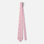 Cute Daisy Flower Pattern On A Pink ネクタイ (正面)
