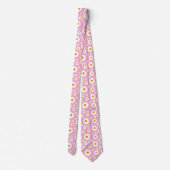 Cute Daisy Flower Pattern On A Pink ネクタイ (裏面)
