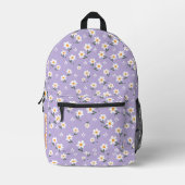 Cute Daisy Flower Pattern Purple School プリントバックパック (正面)