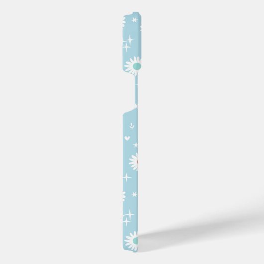 Cute Daisy Pattern– Pastel Blue Floral Aesthetic iPhoneケース (右側面)