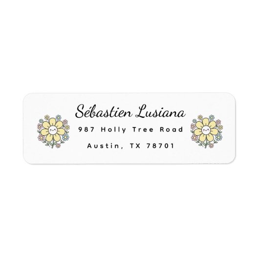 Cute Daisy Return Address Label ラベル (正面)