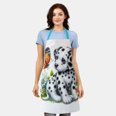 Cute Dalmatian/Butterfly friends エプロン (着用した状態)